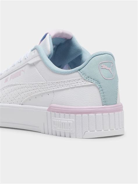 puma white pink blue sneakers.